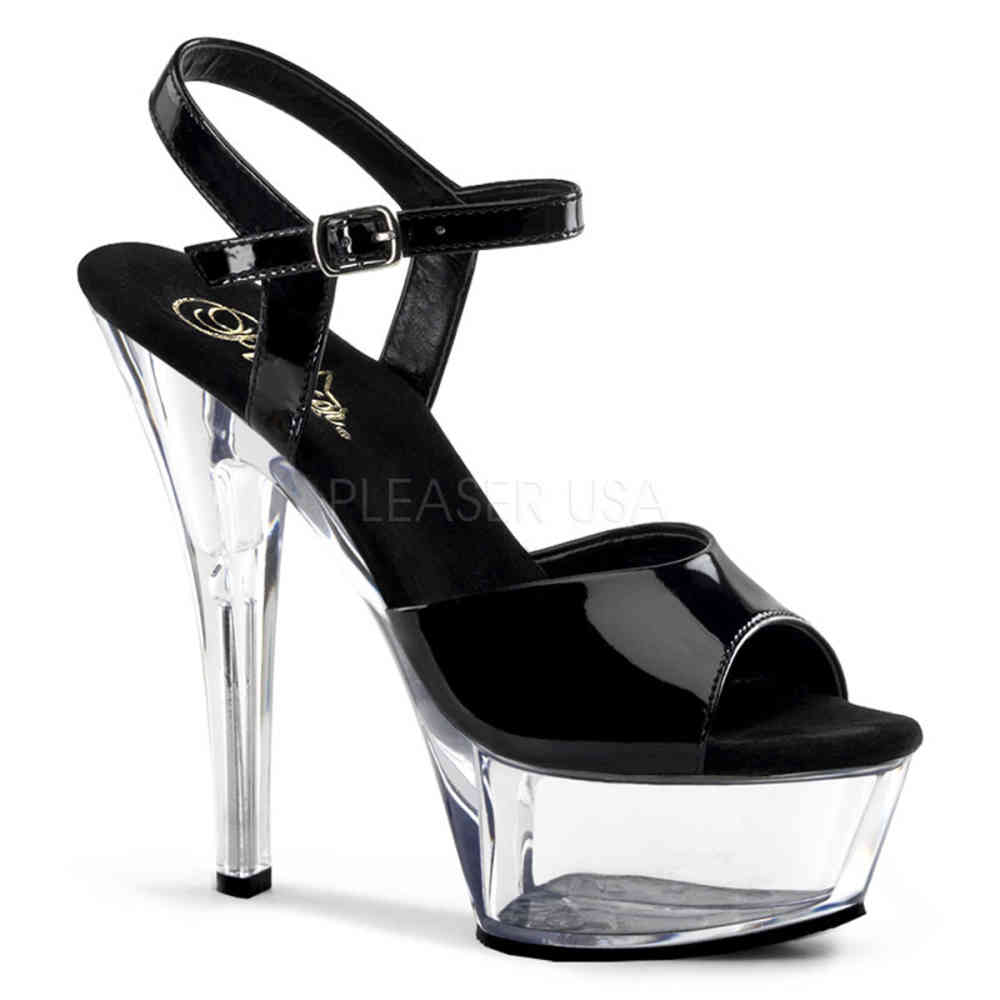 Pleaser - KISS209 Sandale Ã  bride Ã  la cheville - Noir/Transparent